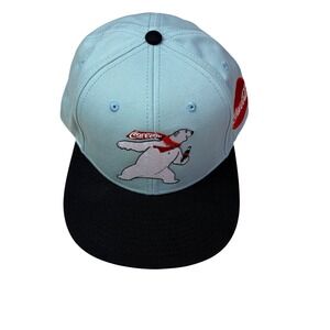 Coca Cola Polar Bear Baseball Cap Blue Black Snapback Embroidered Logo